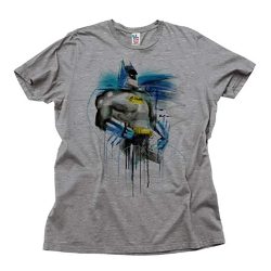 Batman Dripping Paint Adult Heather Gray T-shirt