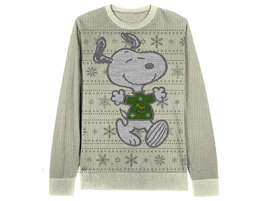 Peanuts Snoopy snowflake pattern adult cream Ugly Christmas Sweater