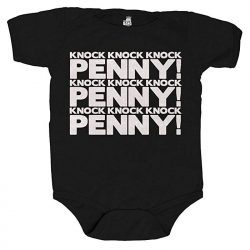 The Big Bang Theory Knock Knock Penny Black Infant Baby Onesie Romper