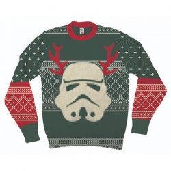 Star Wars Stormtrooper With Reindeer Antlers Adult Green Ugly Christmas Sweater