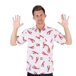 Cosmo Kramer Lobster Button-Up Shirt - White - 2X