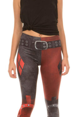 Harley Quinn Arkham City Leggings - Black/Red - 2X