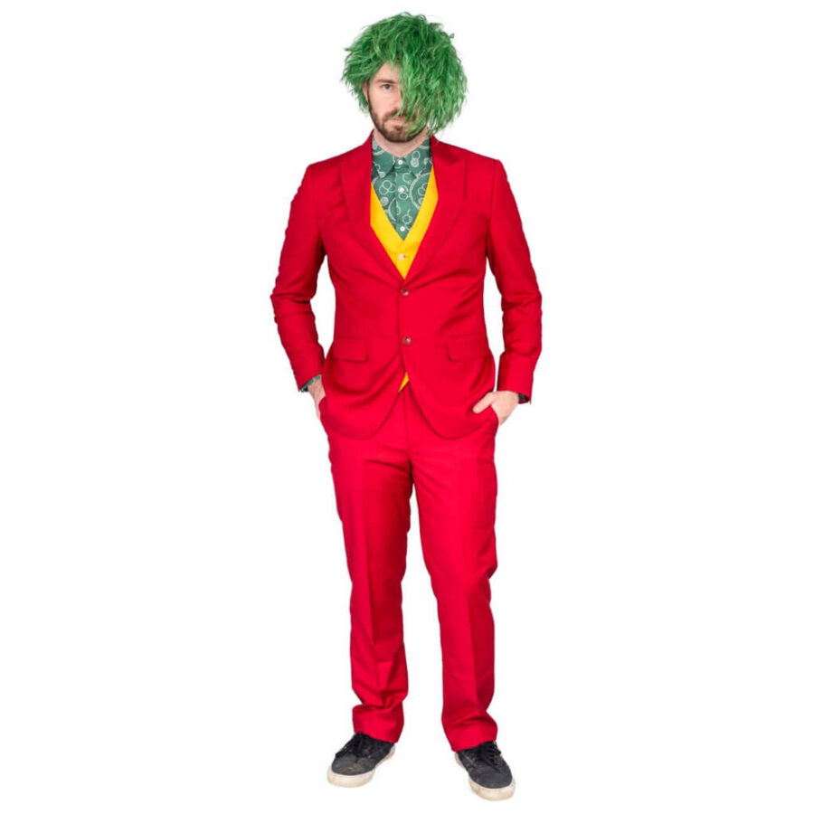 Joker Psycho Clown Costume Set - Red - XXL