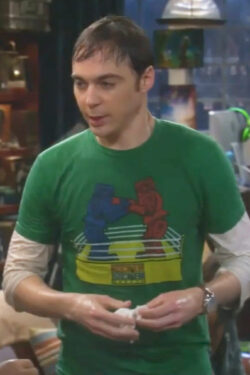 Sheldon Cooper Green Rock 'Em Sock 'Em Robots T-shirt Big Bang Theory