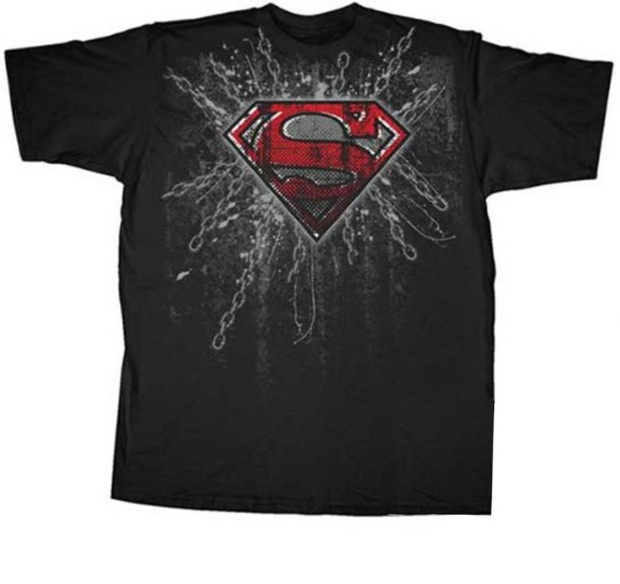 Superman Super Steel Red Foil Print T-shirt - Black - 3X