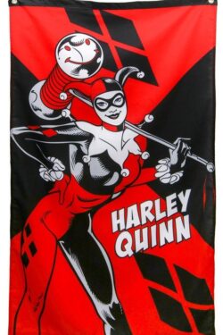 Supervillain Harley Quinn Holding Hammer Banner - Red/Black - One size fits all