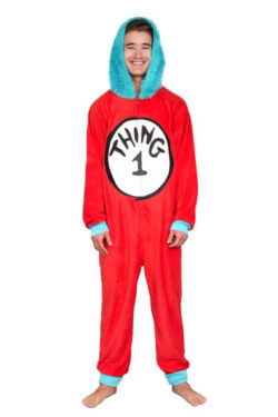 Thing 1 to 6 Interchangeable Patches Adult Union Suit - Red - XXL
