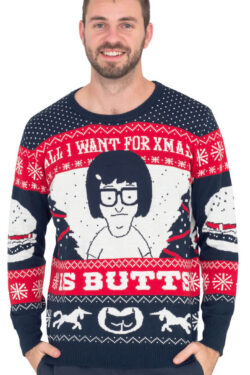 Tina All I Want for Xmas is Butts Sweater - Red/Blue/White - 3X