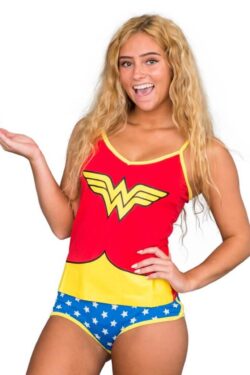 Wonder Woman Cami Tank and Panty Set - Red - XL