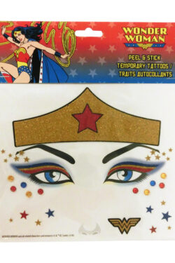 Wonder Woman Peel and Stick Face Tattoos - Gold/Red/Blue - One size fits all