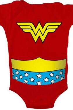 Wonder Woman Uniform Costume Red Snapsuit Baby Romper - Red - 24 Mo