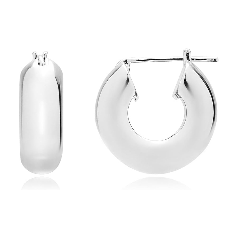Chunky Silver Hoop Earrings Dakota Johnson in Materialists