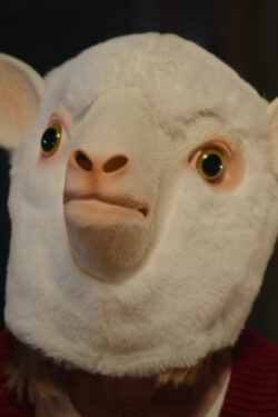 white sheep head mask self help